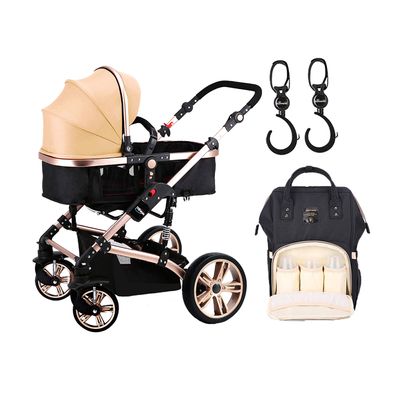 Teknum 3 in 1 Pram stroller - Khaki + Sunveno Diaper Bag Black + Hooks